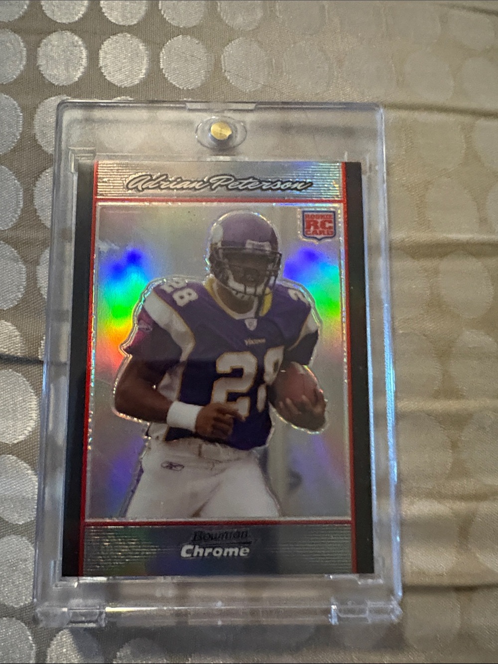 Bowman  Chrome Adrian Peterson refractor Football Card in Clear Case